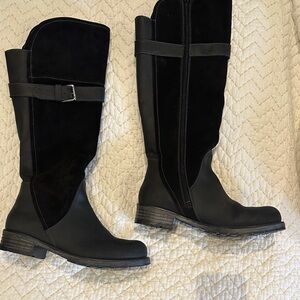 Bos. & Co. Black Waterproof Suede/ leather Knee Boots